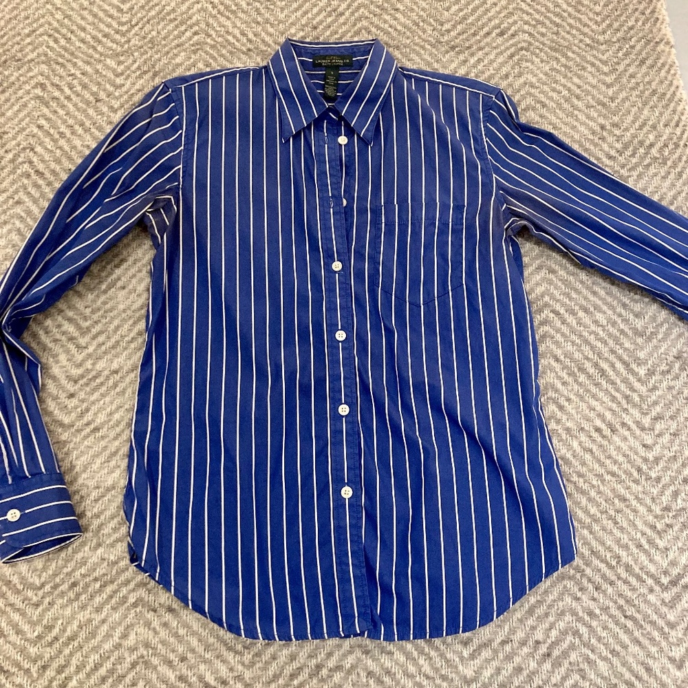 Blue Striped Ralph Lauren Button Down Shirt